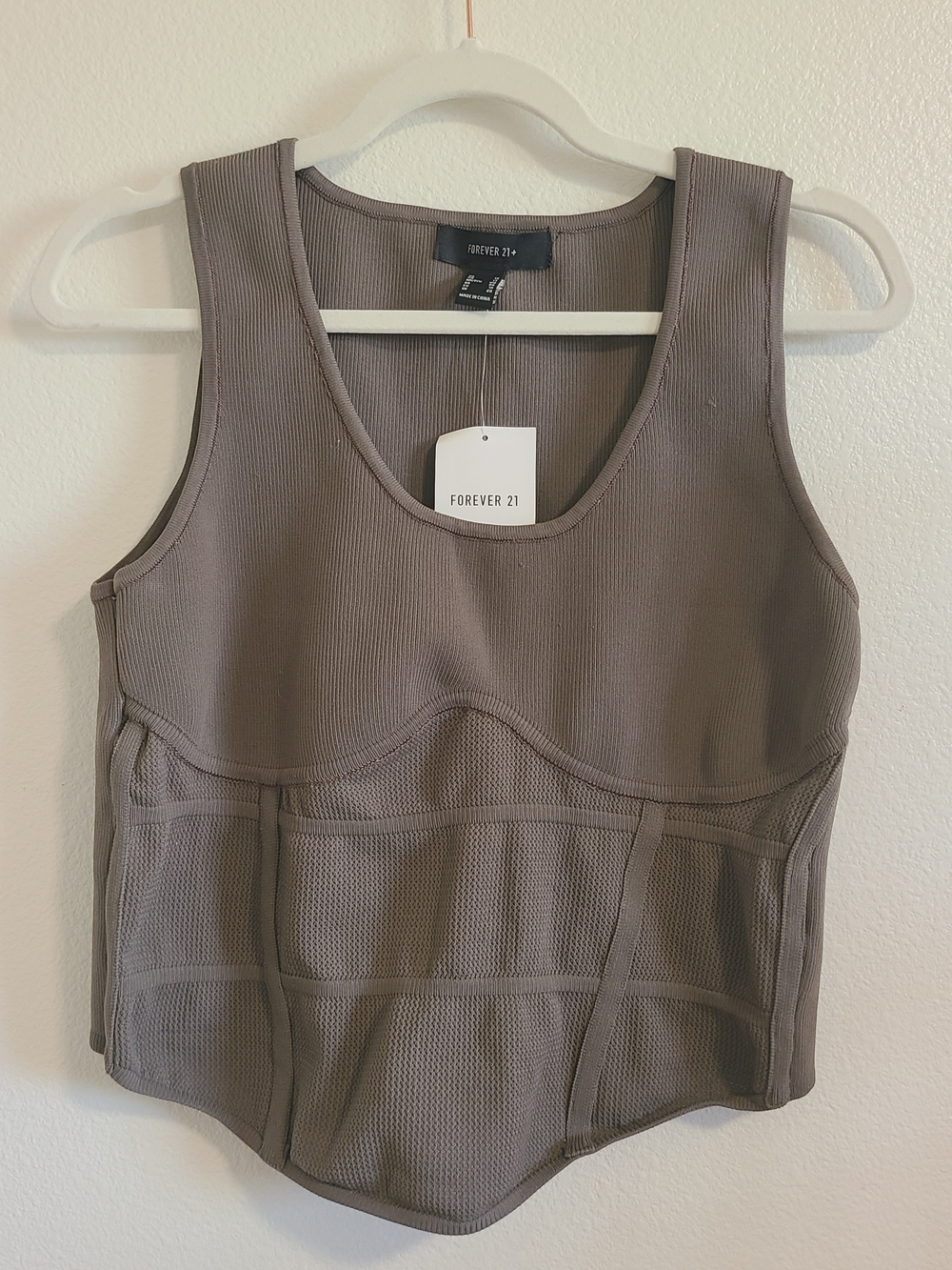 Forever 21 Olive Taupe Structured Ribbed Tank